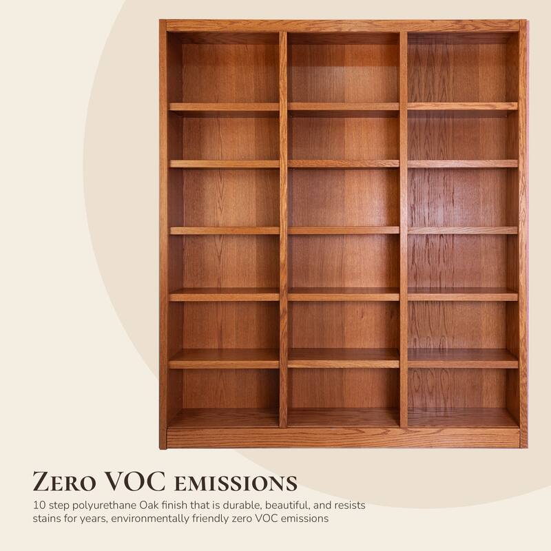 Concepts in Wood Bookshelf, 18 Shelf, Triple Wide, 84 inch Tall
