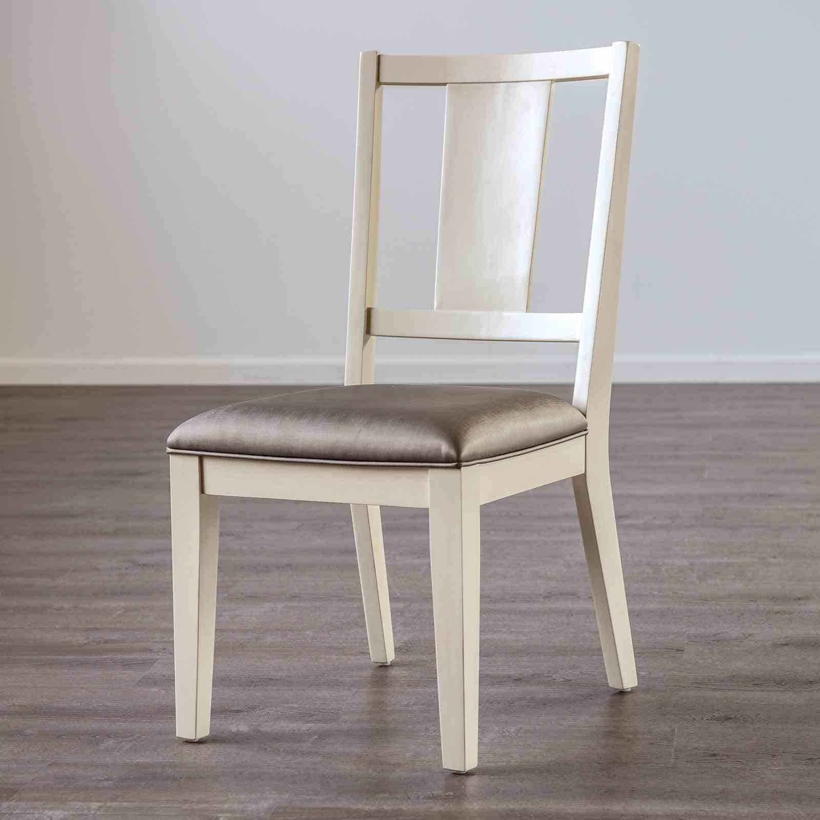 White Oak Finish Transitional Padded Seat Side Chairs Set
