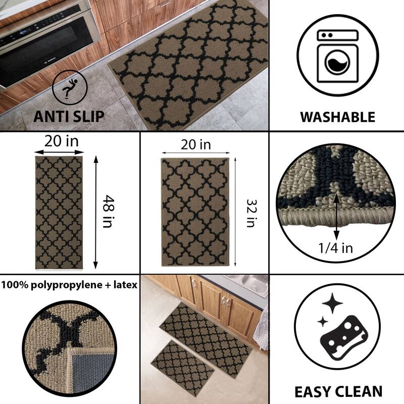 Wool Effect Arabesque Kitchen Mat