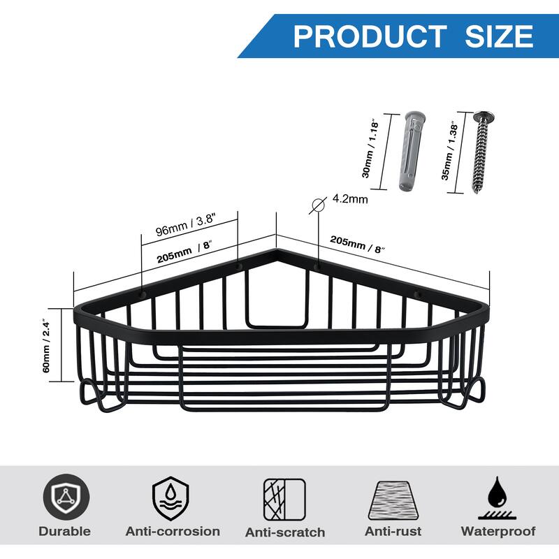 Wall Mounted Bathroom Shower Caddy Stainless Steel Shelf Basket