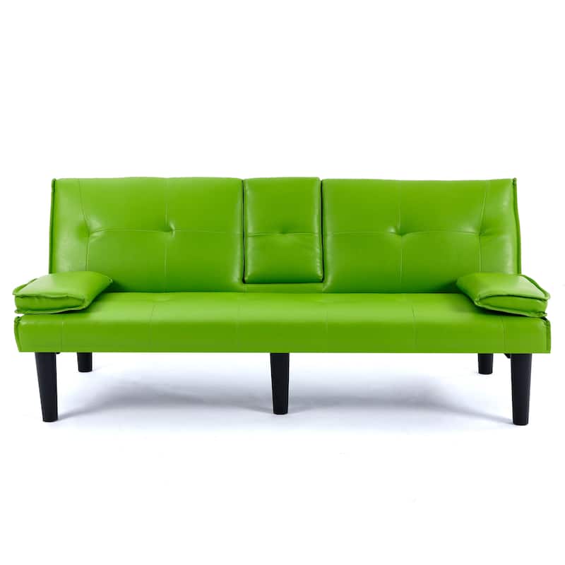 The 67-inch PVC multi-functional sofa bed, with a foldable and cup holder design