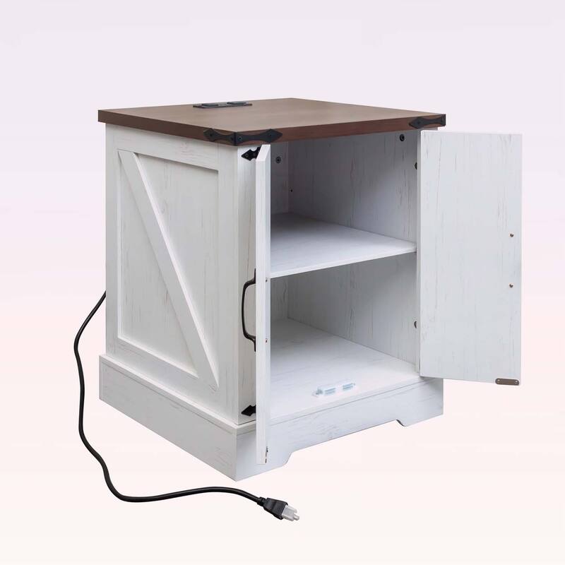 Farmhouse End Table with Charging Station