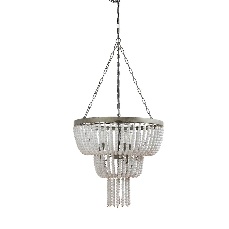 2-Tier Draped Wood Bead Chandelier