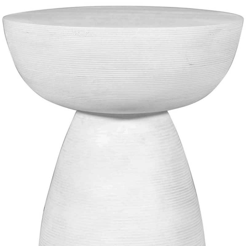 White Solid Wood Round End Table with Pedestal Base and Rustic Finish - 17” x 17” x 22” (D x W x H)