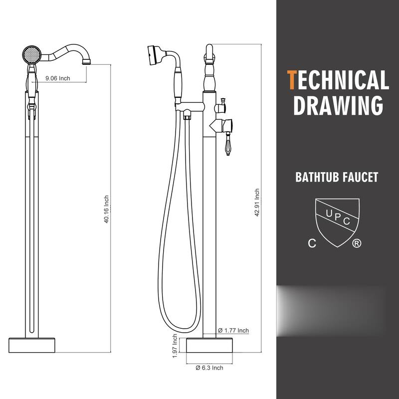 Single Handle Freestanding Tub Filler Faucet with Handshower