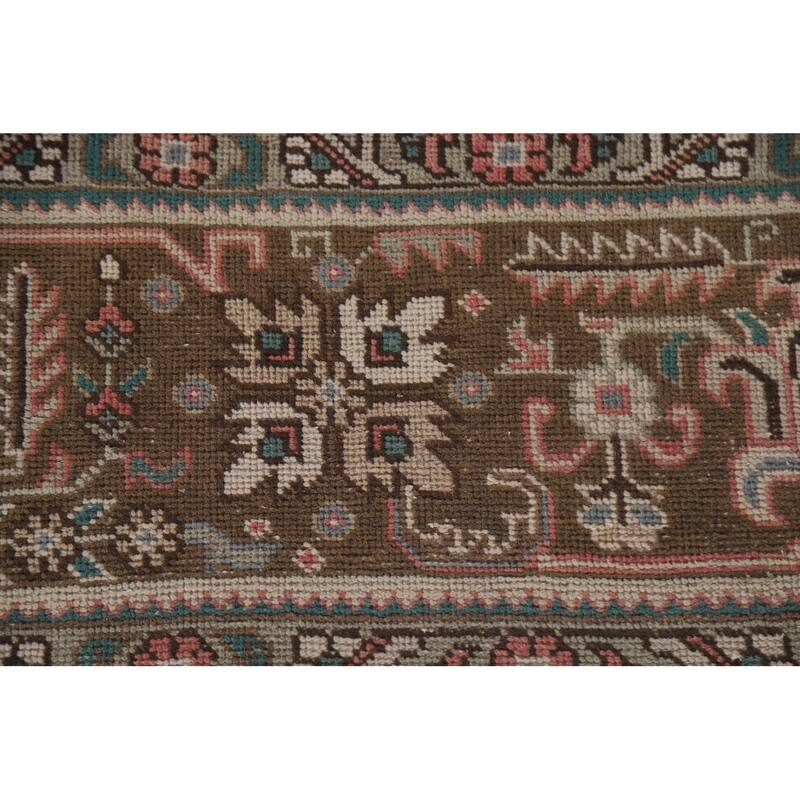 Hand Knotted Oriental 100% Wool Carpet Traditional Medallion Pink Tabriz Area Rug - 12' 5'' X 9' 9''