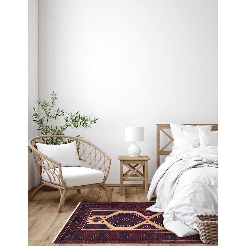 ECARPETGALLERY Hand-knotted Teimani Beige, Red Wool Rug - 3'2 x 6'1