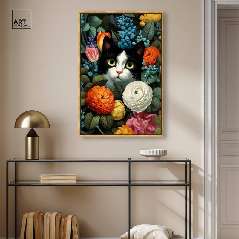 Secret Garden Cat Canvas by Art Remedy