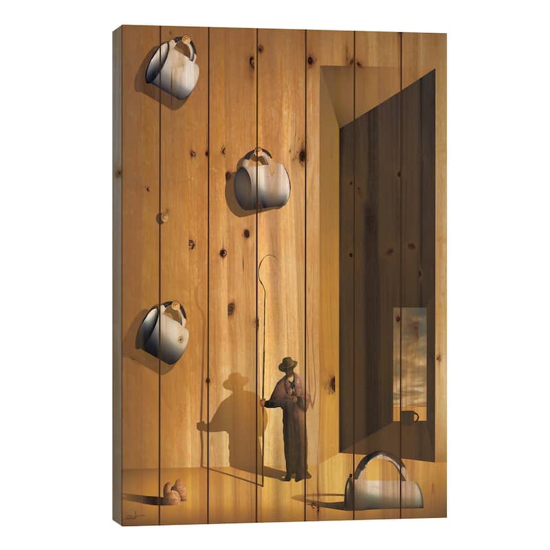 O Colecionador de Xícaras (The Collector's Cups) Print On Wood by Marcel Caram - Multi-Color - 40x26x1.5