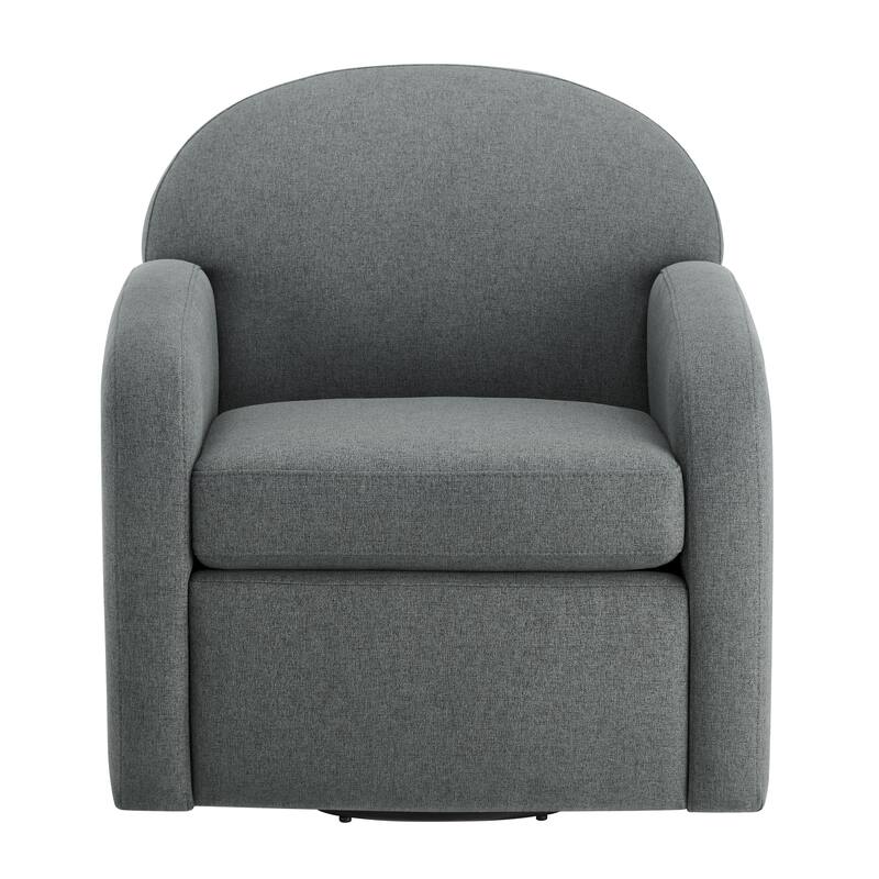 Gray Fabric Swivel Chair 33 Inch Edie Collection Barrel Style Removable Cushion
