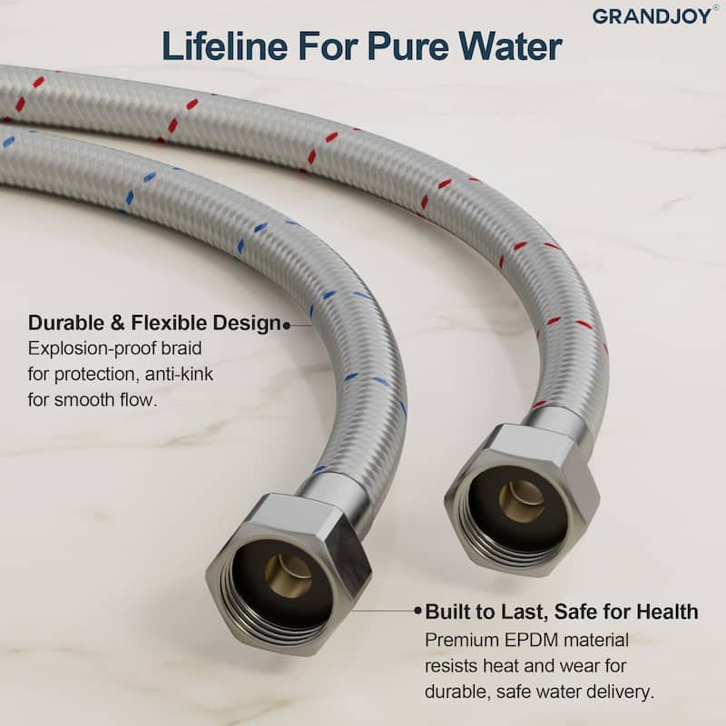 GRANDJOY Low Arc Waterfall Widespread Bathroom Sink Faucet