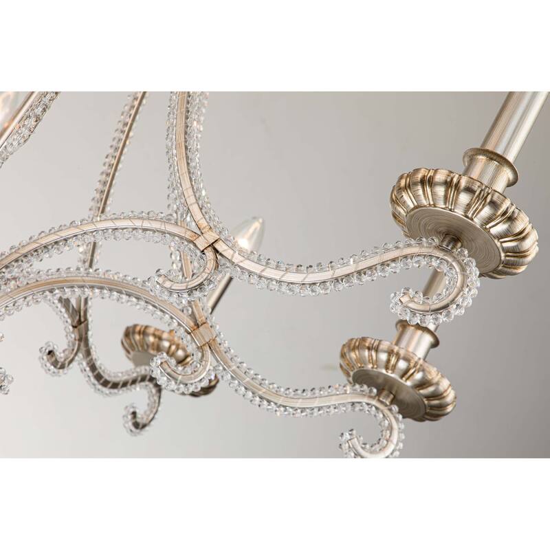 Antique Brushed Silver 8 - Light Crystal Traditional Candle-Style Chandelier