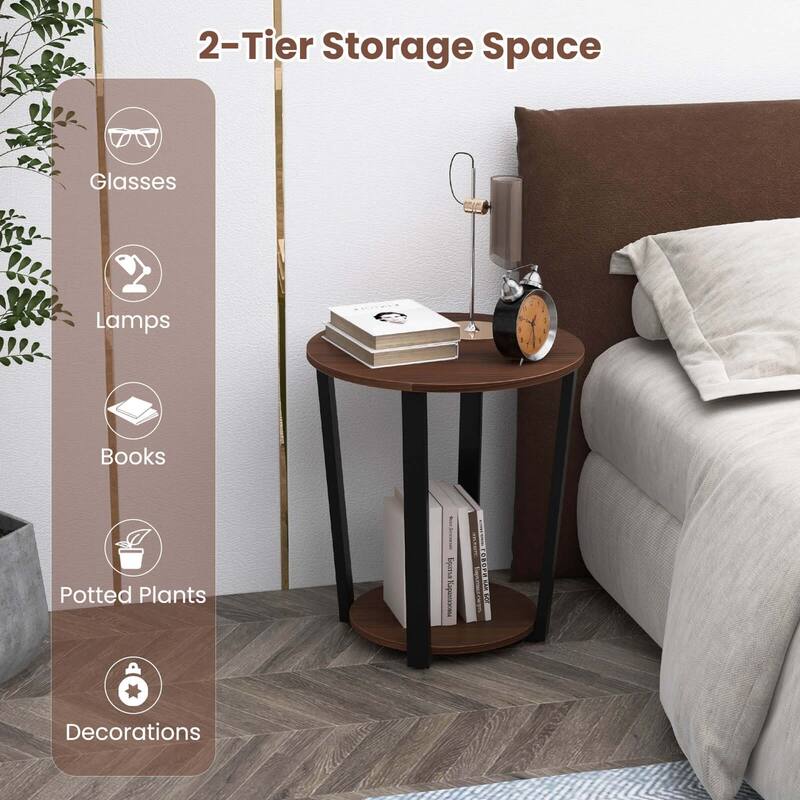 Costway Industrial End Table Sofa Side Table Nightstand with Storage - See Details
