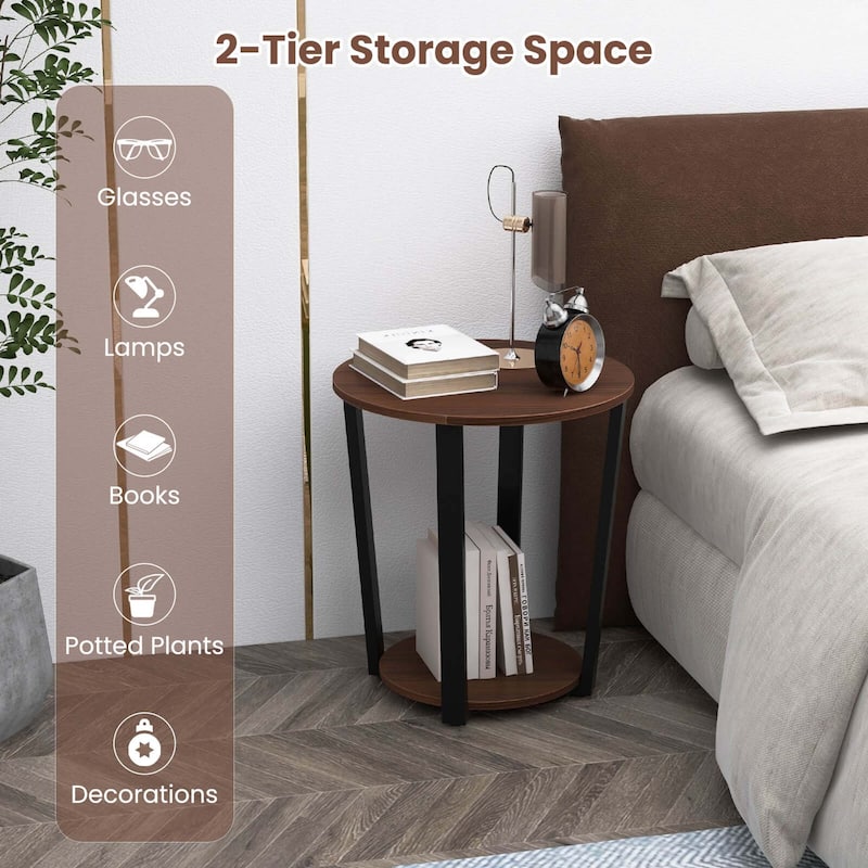 Costway Industrial End Table Sofa Side Table Set ot 2 Nightstand with - See Details