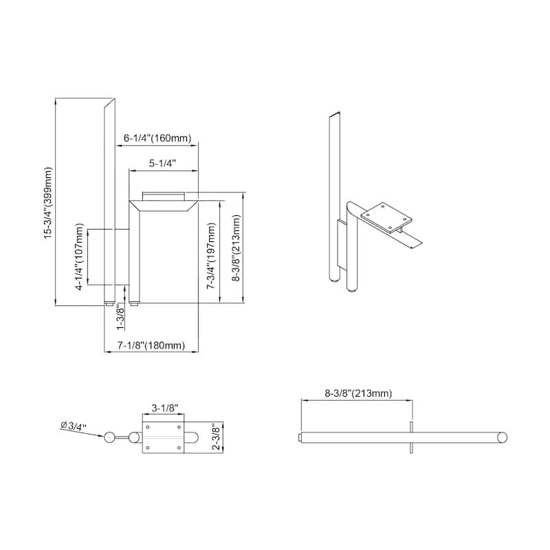 Dowell 7007 Series Vanity Flamingo Leg, 7" (pkg of 2)