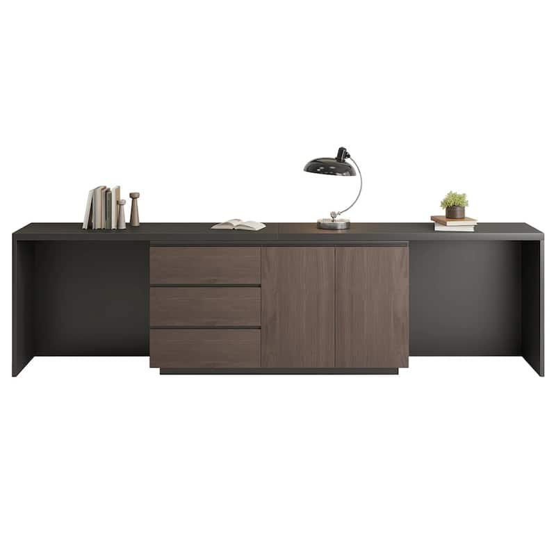 Super Large Modern Home Office Expandable Desk with Drawer Dresser for Storage