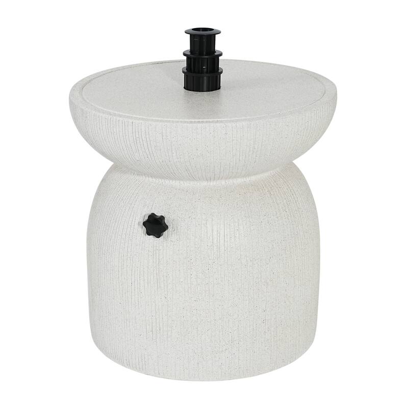 Roomfitters Odelia Outdoor Side Table Umbrella Base with Sand Filling Design, White Marble Finish - White Marble