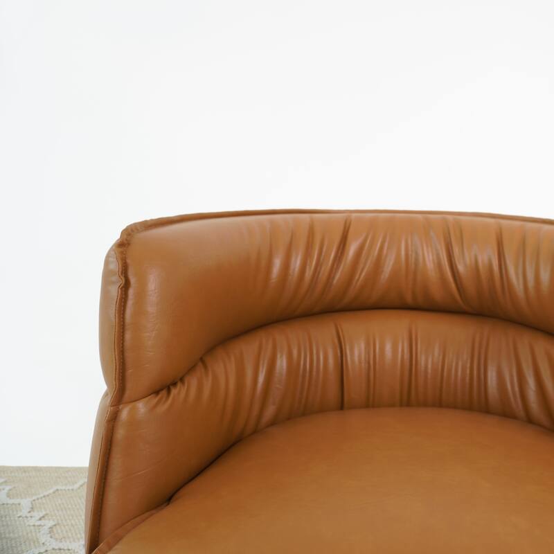 Maura Mid-Century Modern Upholstered Swivel Barrel Chair
