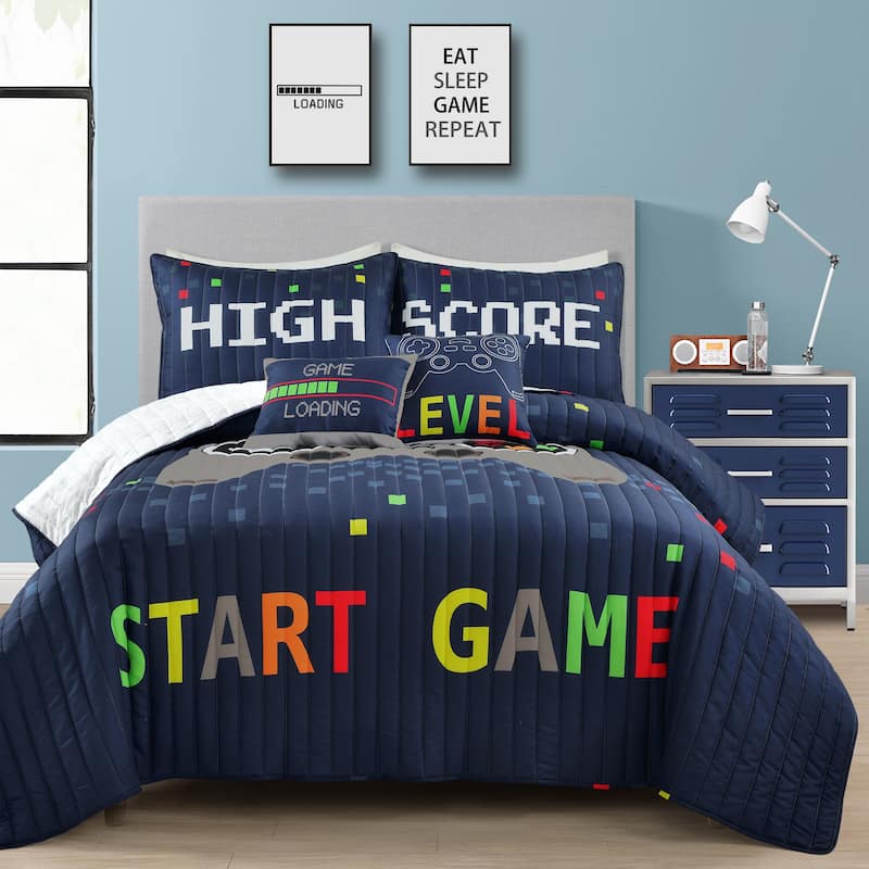 Lush Decor Video Games Kids 5-piece Quilt Set - Navy - Full - Queen