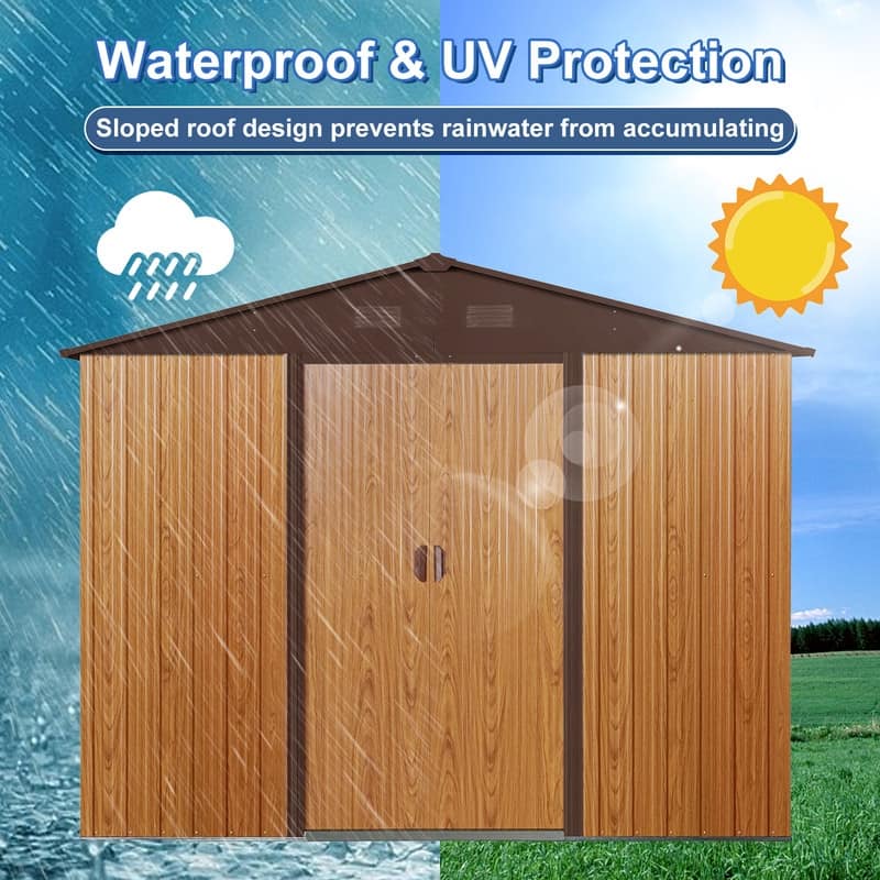 10ft x 8ft Outdoor Metal Storage Shed with Metal Floor Base