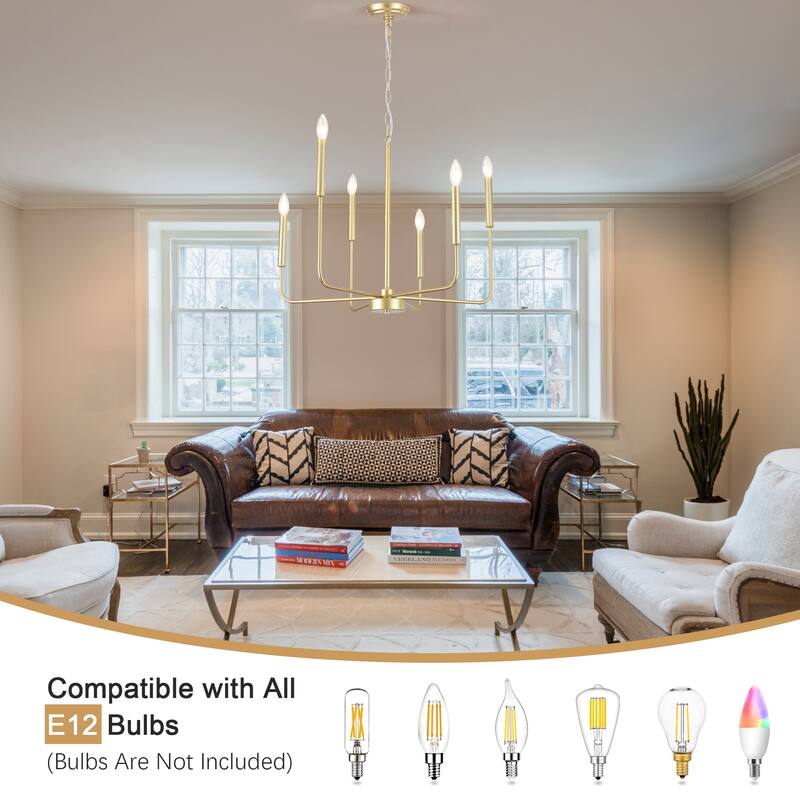6-Light Candlestick Hanging Linear Chandelier Lighting Ceiling Light for Kitchen Island