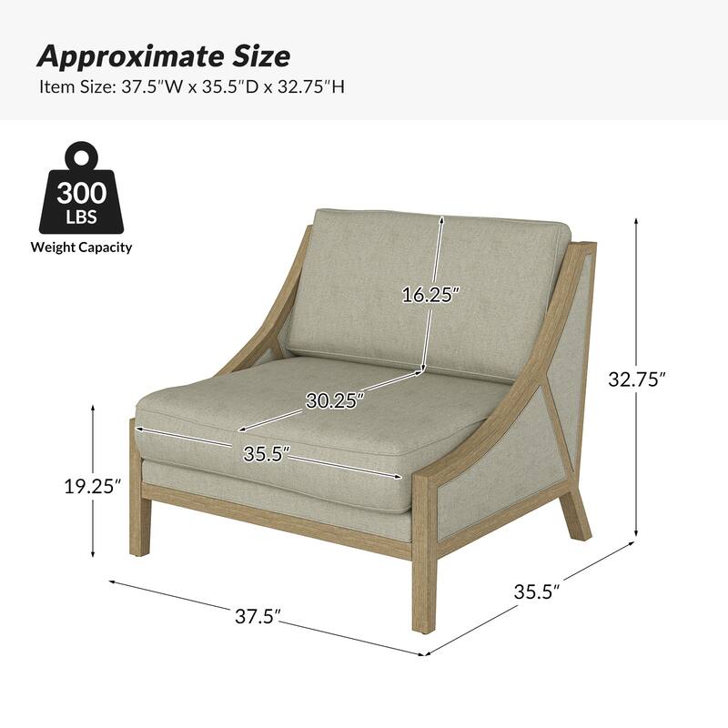 Kim Farmhouse Armchair with Solid Wood Legs
