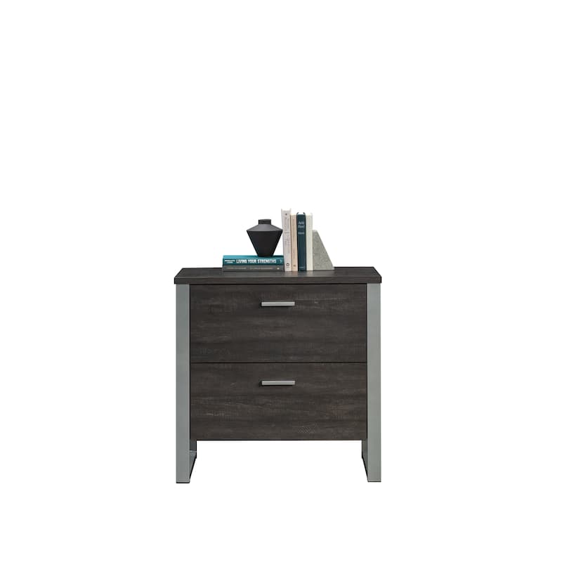 Wood Lateral File with Two Drawers, Dark Brown