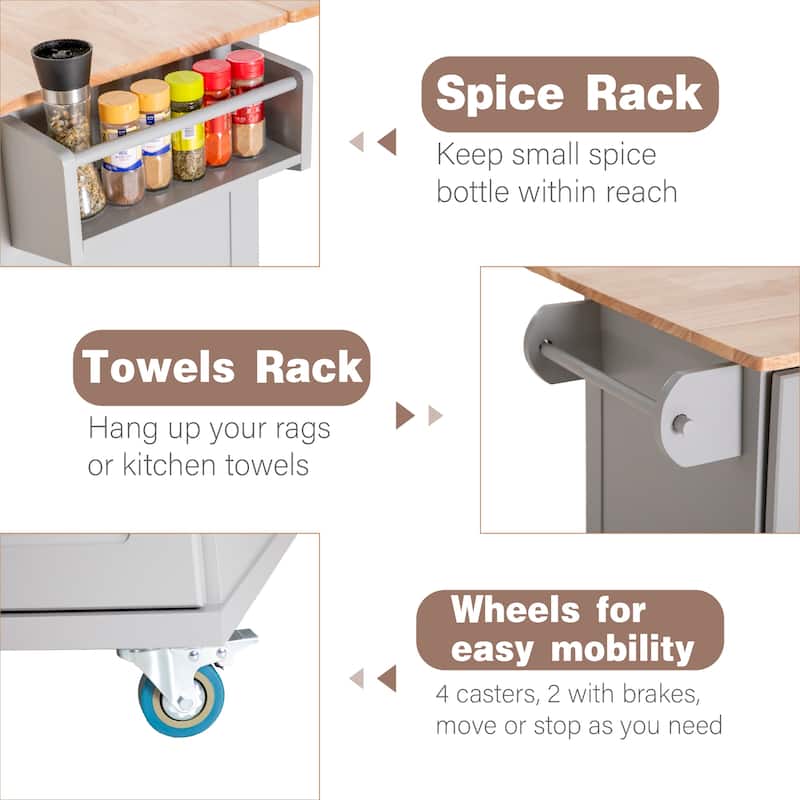 MAISON ARTS Rolling Kitchen Island Cart on Wheels