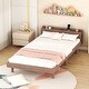 preview thumbnail 24 of 30, Twin Size Bed Frame with Storage Headboard and USB Ports, Kids Twin Bed with Support Slat, Wooden Twin Platform Bed for Bedroom