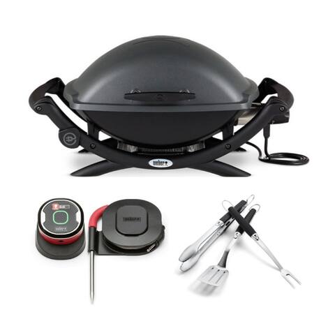 Weber Q 2400 Electric Grill (Black) with Thermometer and Tool Set