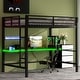 preview thumbnail 41 of 64, Gaming Loft Bed with RGB LED Light & USB Charge Station, Metal Loft Bed Frame w/Built-in Desk & Full-Length Guardrails