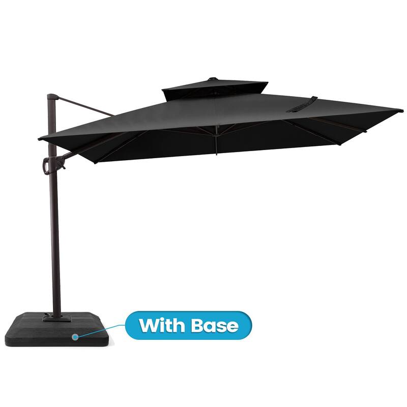 10FT Outdoor Square Patio Cantilever-Offset Umbrella with Base Stand