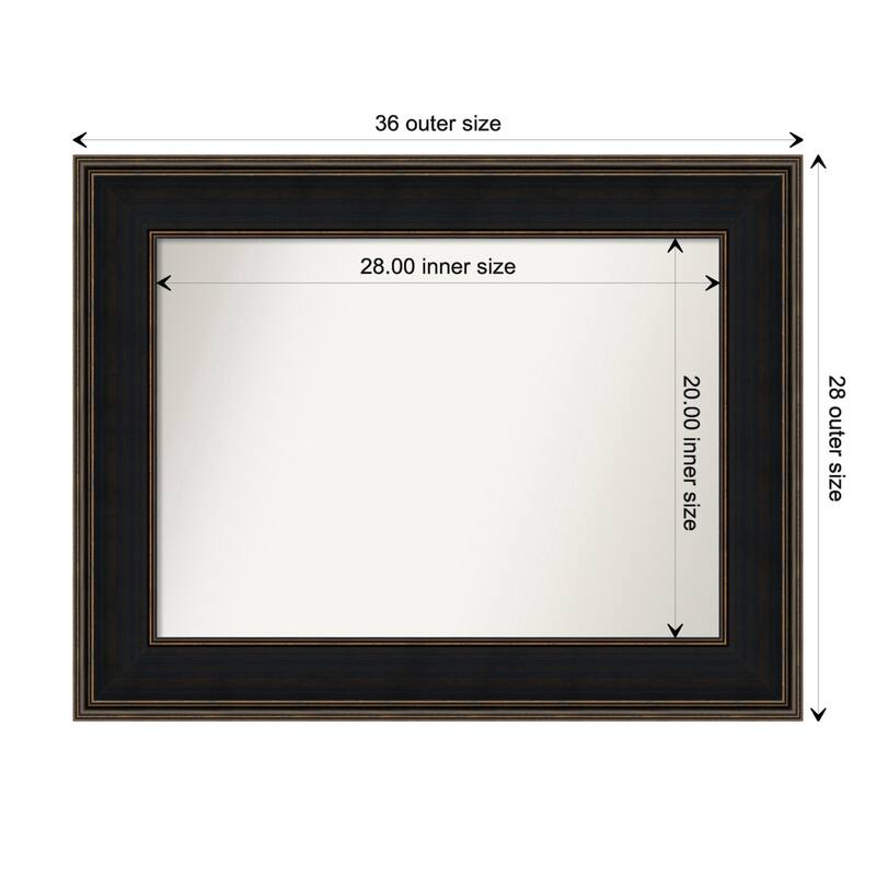 Mezzanine Espresso Framed Non-Beveled Custom Wall Mirror, Bathroom Vanity Mirror - Outer Size: 35.75 x 27.75