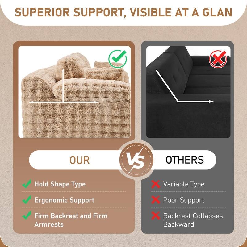 93" Velvet King Size Chaise Lounge Sofa Bed Sleeper Sofa with Dual Mattress