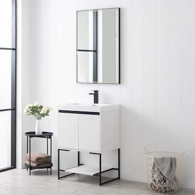Freestanding Bathroom Vanity Set with Open Shelf & Acrylic Sink