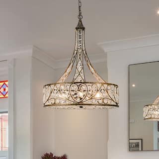 Vintage Drum Crystal Pendant Chandelier with Adjustable Height - W19.68"