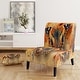 preview thumbnail 12 of 15, Designart "Orange Buttlerfly In Watercolor" Upholstered Floral Accent Chair - Traditional Arm Chair For Living Room Slipper Chair - Orange & Brown