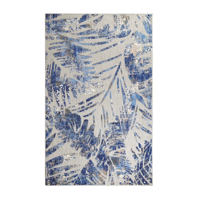 Superior Tropical Leaves Coastal Indoor Outdoor Area Rug