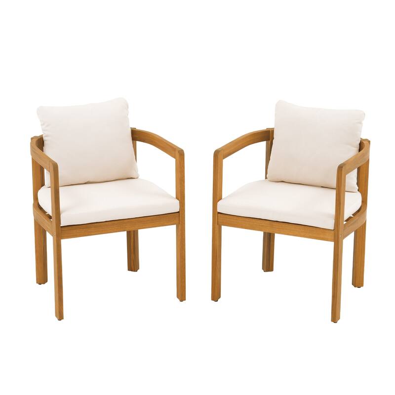 Outdoor 2-piece Wood Chairs With Large U-shaped Backrests