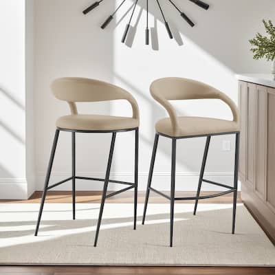 Ramona Upholstered Barrel Back Bar or Counter Height Bar Stool