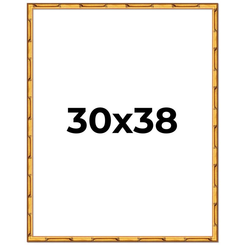 30x38 Frame Gold Bamboo Picture Frame Modern Photo Frame Includes UV Acrylic Shatter Guard Front Acid Free Foam Backing Board