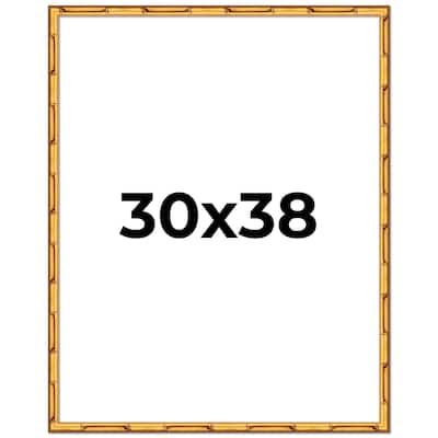 30x38 Frame Gold Bamboo Picture Frame Modern Photo Frame Includes UV Acrylic Shatter Guard Front Acid Free Foam Backing Board