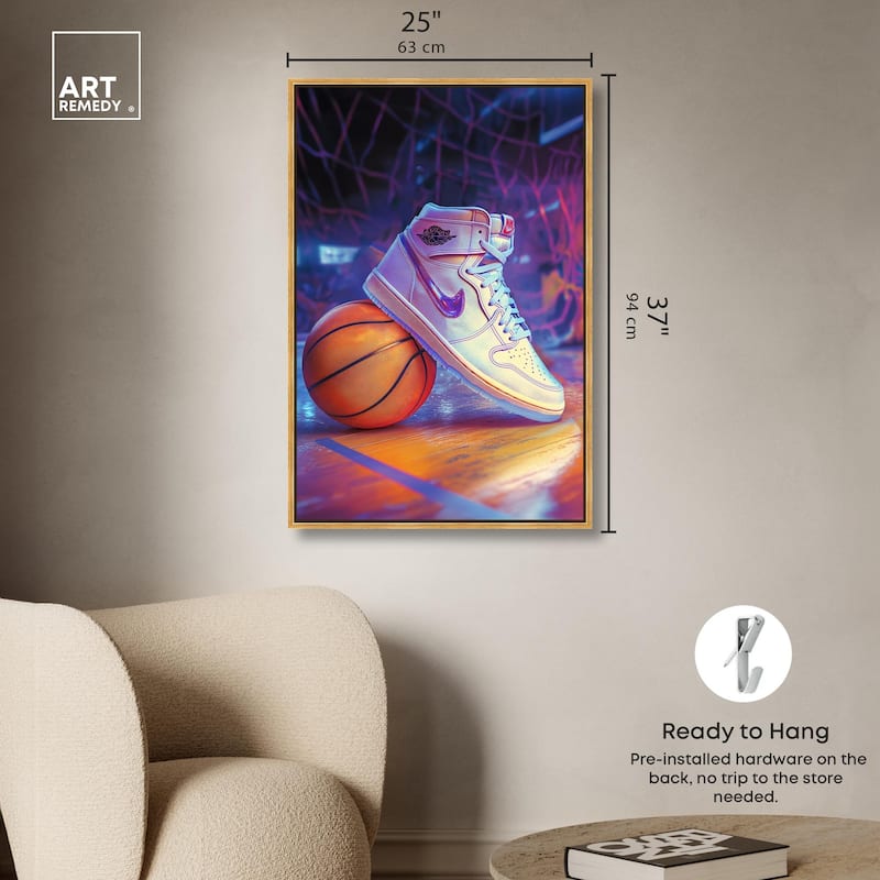 Neon Basketball Court Canvas by Art Remedy