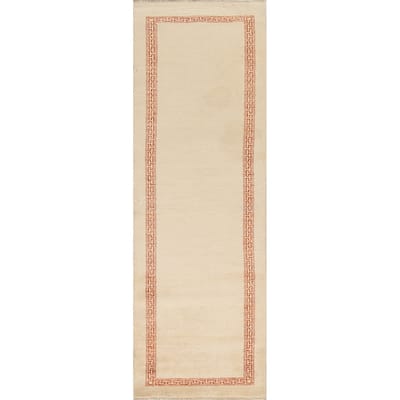 Neutral Gabbeh Kashkoli Oriental Runner Rug Wool Hand-knotted Carpet - 2'7" x 9'3"