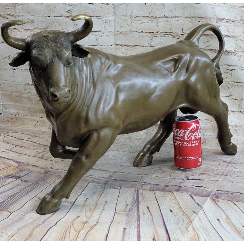 Trotting Bull Bronze Figurine Statue Sculpture Figure 16 Inches X 22 Inches