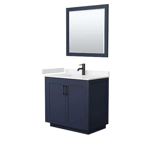 Miranda Single Vanity Set, Cultured Marble Top, 34-Inch Mirror