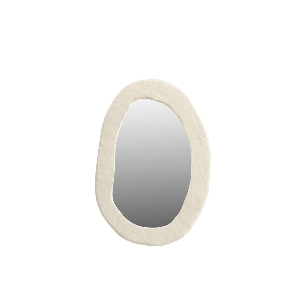 Paper Mache Off-White Round Mirror