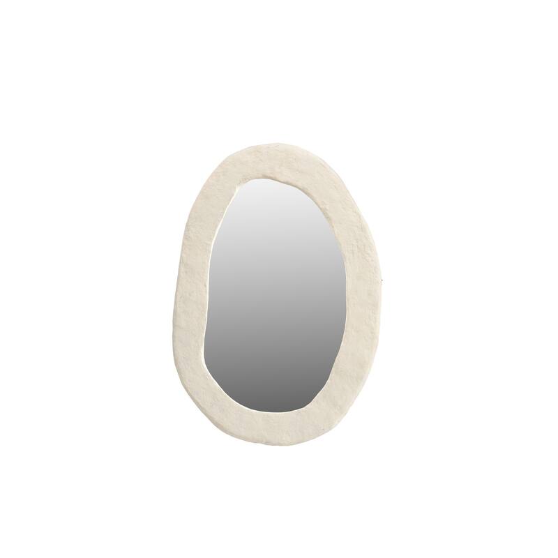 Paper Mache Off-White Round Mirror