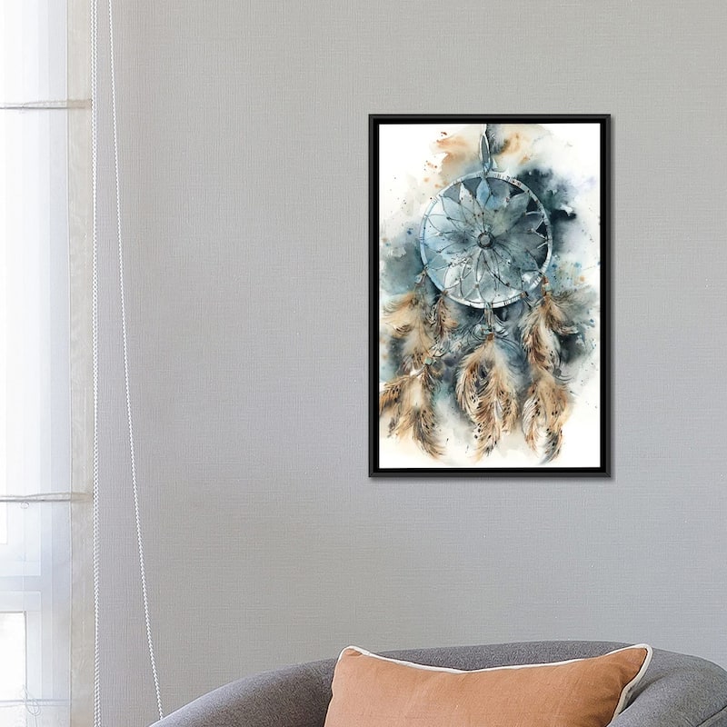 iCanvas "Dreamcatcher In Teal And Amber" by Sophie Rodionov Framed Canvas Print