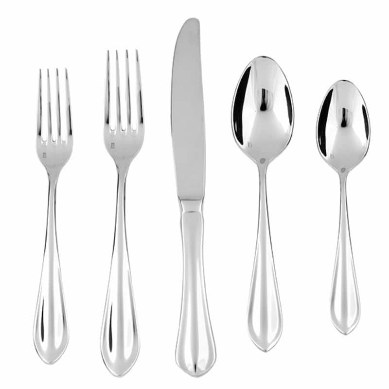 Fortessa Forge 18/10 Stainless Steel, 5PC Flatware Set (Service for 1), Silver - 5 Piece Set - 5 Piece Set - Silver - Service for 1